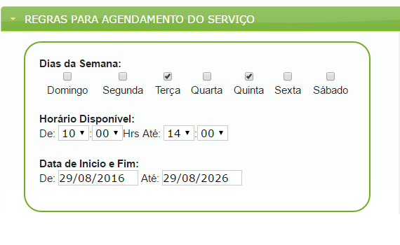 Programação de serviços