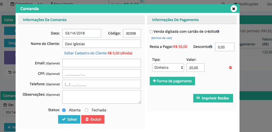 Fechar Caixa Fechar Caixa