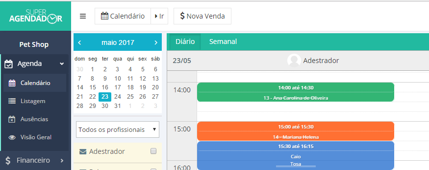 Visualização de Agenda
