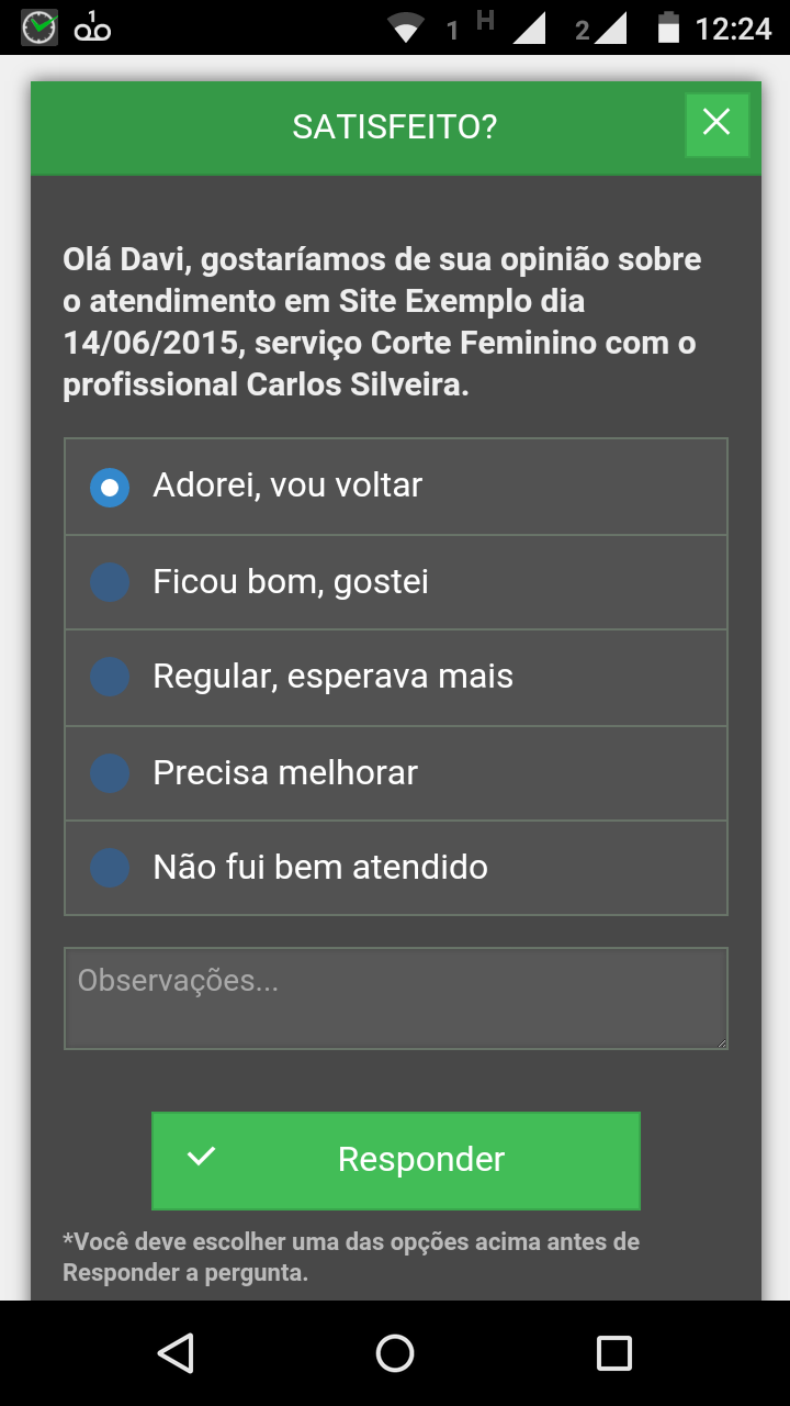 Pesquisa de satisfação