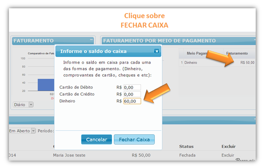 Controle de caixa para salao de beleza